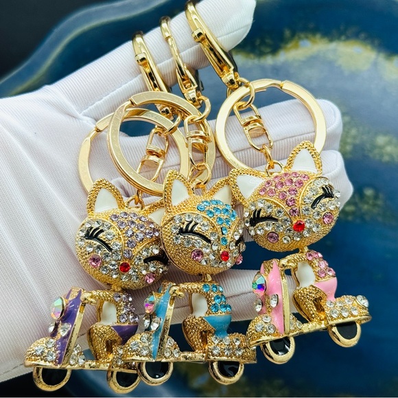 Pink Fox Keychain Rhinestone Fox Charm Fox Bag Charm - Picture 11 of 11